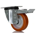 LAG Braked Swivel Castor 200 kg Capacity 100 mm Polyurethane Wheel 129 mm Overall Height Model 20029 FR