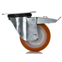 LAG Braked Swivel Castor 200 kg Capacity 100 mm Polyurethane Wheel 129 mm Overall Height Model 20029 FR