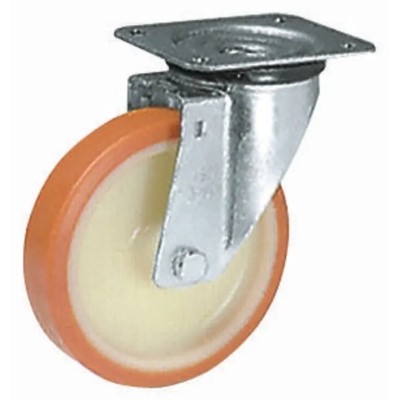 LAG Swivel Castor 200 kg Load Capacity 100 mm Polyurethane Wheel Galvanised Steel Frame 313555