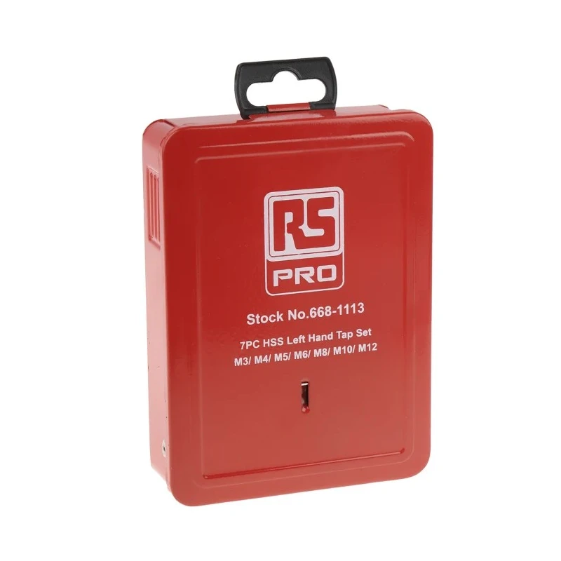RS PRO Left-Handed Thread Hand Tap Set, Metric Standard, M3 to M12 Thread, HSS Material, 7 Pieces 668-1113