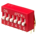 APEM Raised Rotary Coded DIP Switch DA06V with Raised Actuator, Low Contact Resistance 50mΩ DA06V