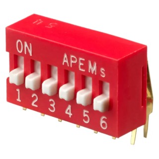 APEM Raised Rotary Coded DIP Switch DA06V with Raised Actuator, Low Contact Resistance 50mΩ DA06V