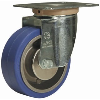 LAG Swivel Castor with 100 kg Load Capacity, 100 mm Rubber Wheel, Galvanised Steel Frame, Die Cast Aluminium Hub 27407PF