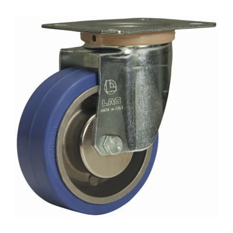 LAG Swivel Castor with 100 kg Load Capacity, 100 mm Rubber Wheel, Galvanised Steel Frame, Die Cast Aluminium Hub 27407PF