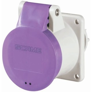 Scame Industrial Power Connector, Violet, Rated 16A, 25V, IP44 IP54, 3 Pole, IEC309, Model 430.1619/R