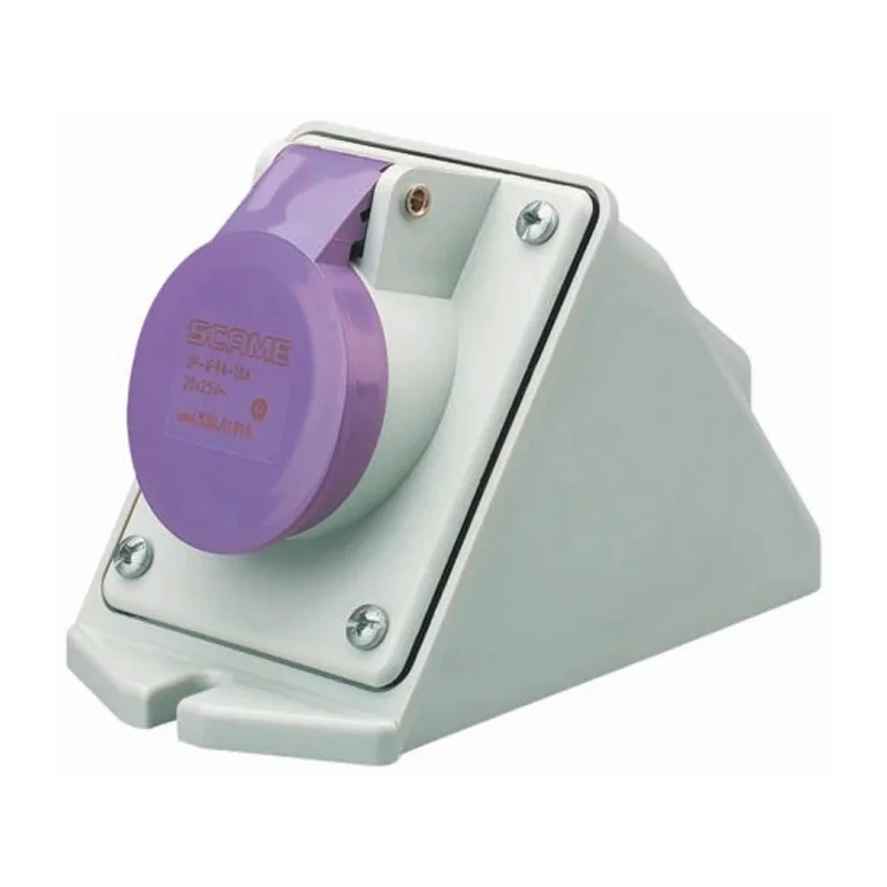 Scame 16A 25V IP44 Purple Wall Mount Industrial Power Connector 3 Pole IEC309 IP44