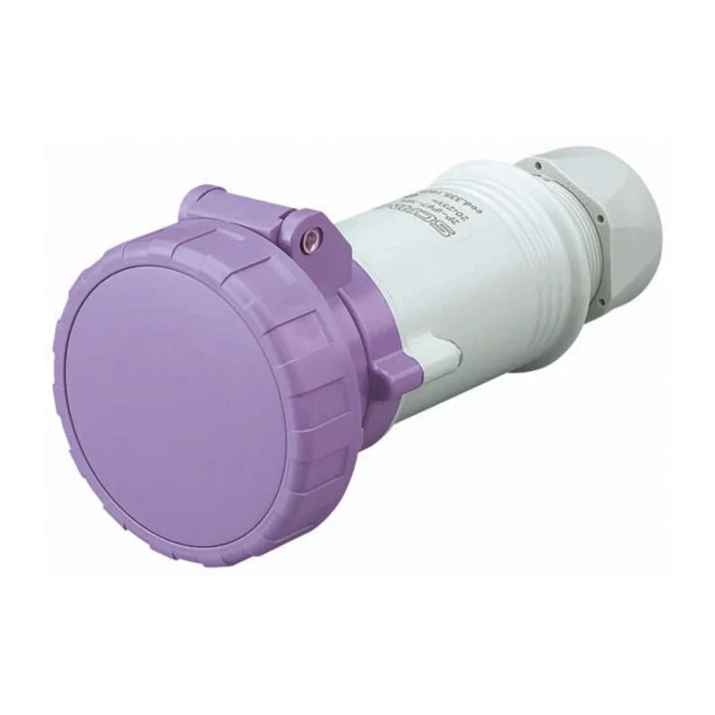 Scame Industrial Power Connector Cable Mount 2 Pole 16A 25V IP66 IP67 Thermoplastic Purple IEC309 335.1605