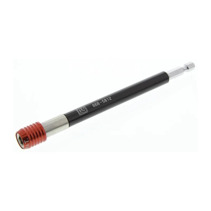 RS PRO Black Anodised, Red Anodised 1/4" Hexagon Quick-Release Drill Extension Bar Aluminium, Chrome Vanadium Steel 668-5812