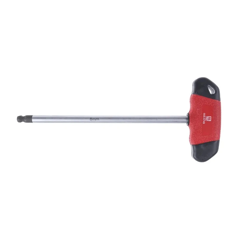RS PRO T Metric Hex Key, Hex Size 8 mm, Long Arm, Satin Chrome Finish, Chrome Vanadium & Molybdenum Steel 668-5749