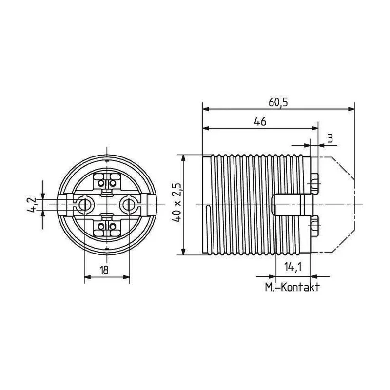 BJB GLS Lamp Holder E27 Screw Mount, Plastic, 250V, 4A, 46mm Length, 40mm Width 22.317.3906.50