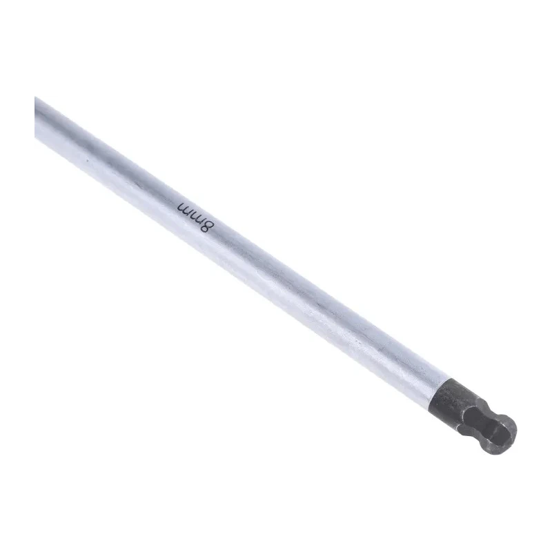 RS PRO T Metric Hex Key, Hex Size 8 mm, Long Arm, Satin Chrome Finish, Chrome Vanadium & Molybdenum Steel 668-5749