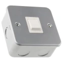 RS PRO Grey 1 Way Rocker 1 Gang Metalclad Steel Light Switch 20A 668-3660