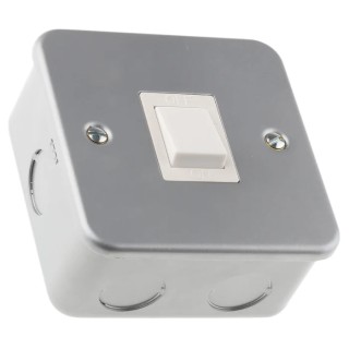 RS PRO Grey 1 Way Rocker 1 Gang Metalclad Steel Light Switch 20A 668-3660