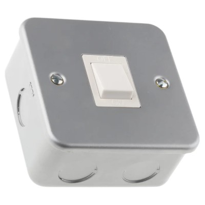 RS PRO Grey 1 Way Rocker 1 Gang Metalclad Steel Light Switch 20A 668-3660