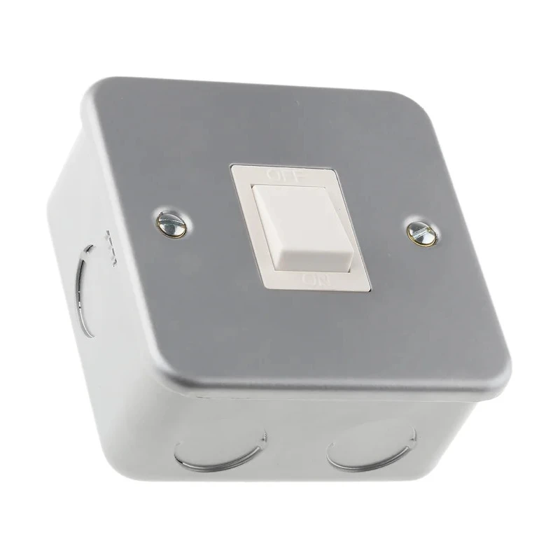 RS PRO Grey 1 Way Rocker 1 Gang Metalclad Steel Light Switch 20A 668-3660