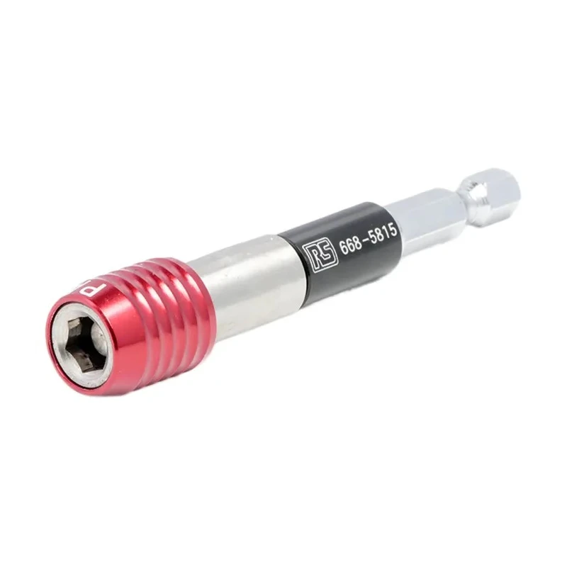 RS PRO Hex Bit Holder 1/4 in Hex Drive, 80mm Overall Length, Chrome Vanadium Steel, Red and Black Anodised 668-5815