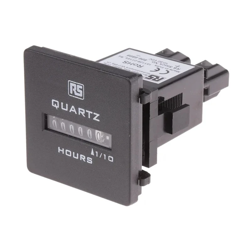 RS PRO 6 Digit Analogue Hour Meter, Panel Mount, 10 to 80 V DC, 50 Hz, Model 896-6898
