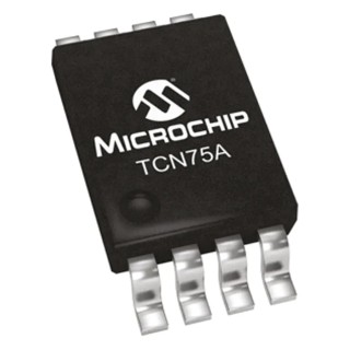 Microchip Digital Output Temperature Converter, Surface Mount, SMBus, Serial-I2C Interface, ±1°C Accuracy, 8-Pin TCN75AVUA