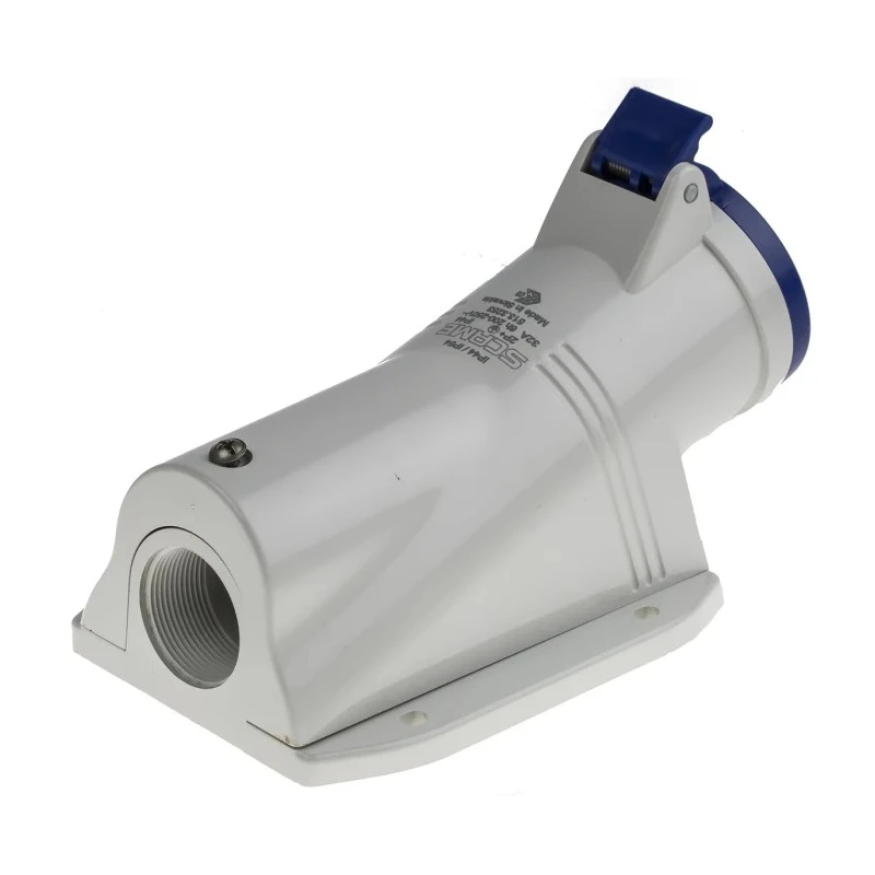 Scame Wall Mount Industrial Power Connector 2P+PE 32A 230V IP44 Blue OPTIMA-BASE IP44