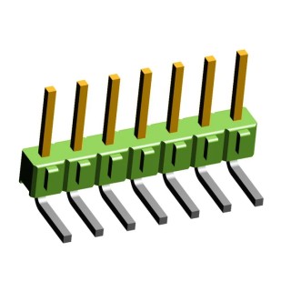 TE Connectivity AMPMODU MOD II Series Right Angle Through Hole Pin Header 7 Contacts 2.54 mm Pitch 1 Row 826652-7