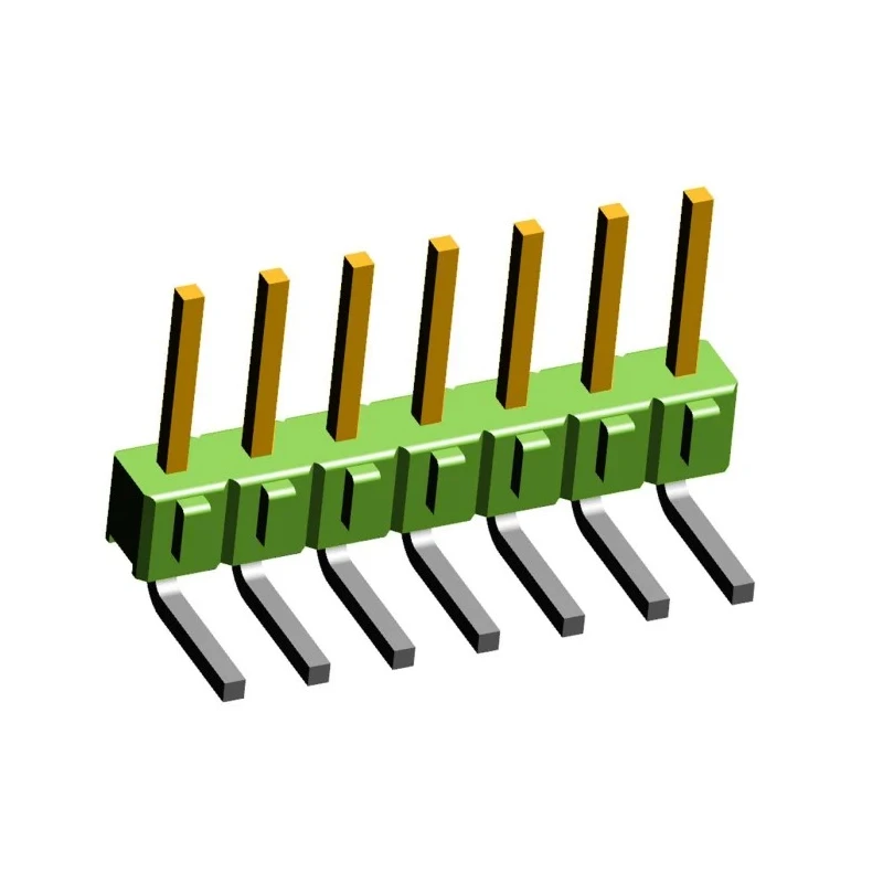 TE Connectivity AMPMODU MOD II Series Right Angle Through Hole Pin Header 7 Contacts 2.54 mm Pitch 1 Row 826652-7