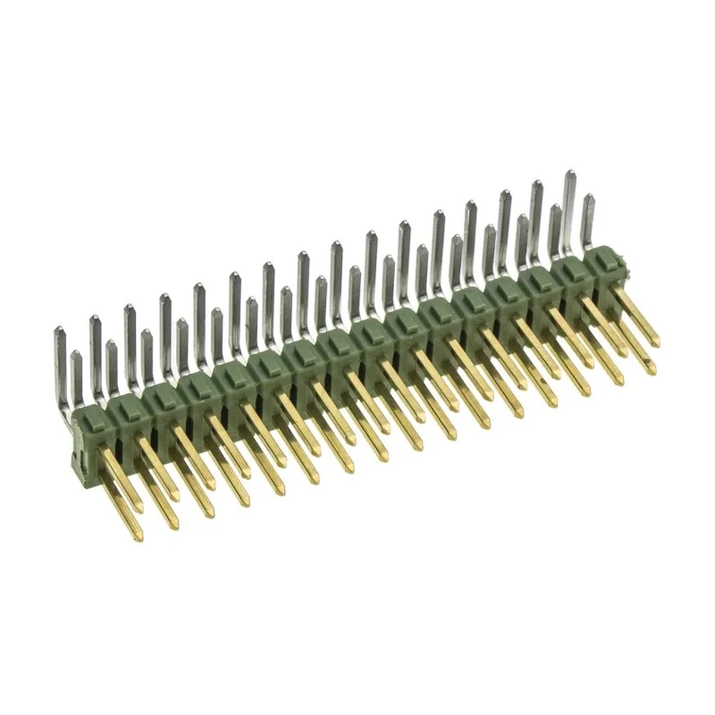 TE Connectivity AMPMODU MOD II Series Right Angle Through Hole Pin Header, 32 Contacts, 2.54 mm Pitch, Brass Gold 1-826634-6