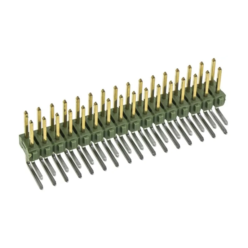 TE Connectivity AMPMODU MOD II Series Right Angle Through Hole Pin Header, 32 Contacts, 2.54 mm Pitch, Brass Gold 1-826634-6