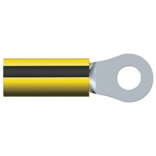 TE Connectivity PIDG Insulated Ring Terminal M4 Stud Size 16 AWG to 14 AWG Wire Size Black Yellow 35106