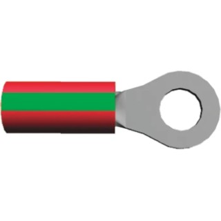 TE Connectivity PIDG Insulated Ring Terminal M4 Stud Size, 22 AWG to 16 AWG Wire Size, Nylon Insulation, Red 1-320551-2