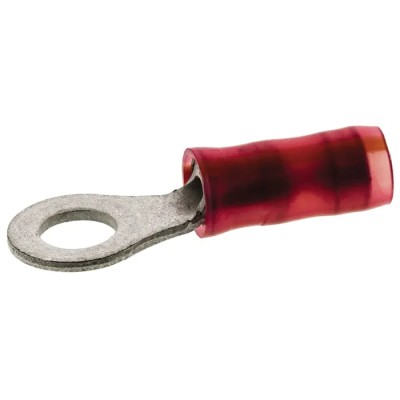 TE Connectivity PIDG Insulated Ring Terminal M4 Stud Size, 22 AWG to 16 AWG Wire Size, Nylon Insulation, Red 1-320551-3