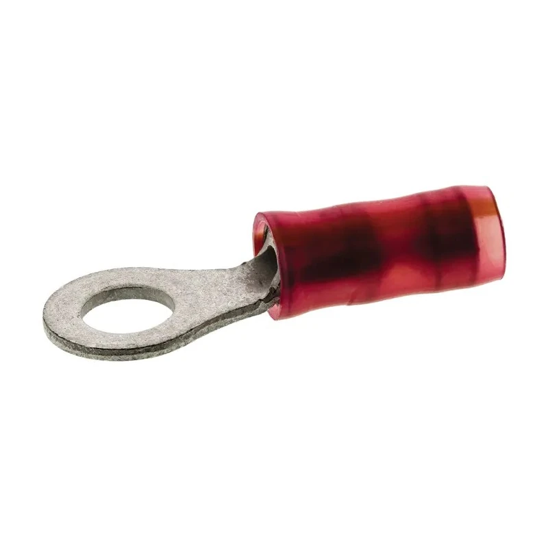 TE Connectivity PIDG Insulated Ring Terminal M4 Stud Size, 22 AWG to 16 AWG Wire Size, Nylon Insulation, Red 1-320551-3