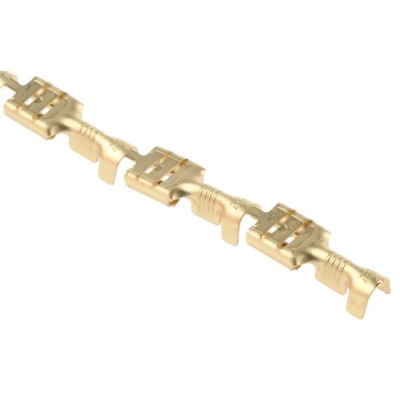 TE Connectivity FASTON .250 Yellow Uninsulated Female Spade Connector Crimp 6.35 x 0.81 mm Tab Size 17 AWG to 13 2-160256-1