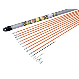 CK Cable Rod Kit 10 Fibreglass Composite Rods, 1 Adapter 5 mm, 1 Cable Hook, 1 Coiled Steel Flexi Lead 190 mm T5410