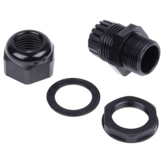 RS PRO Black Polyamide 66 Cable Gland, M25 Thread, 13 mm Minimum Cable Diameter, 18 mm Maximum Cable Diameter, IP68 669-4676