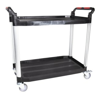 RS PRO 2 Aluminium Rubber Trolley 2 Shelves Plastic Platform 866 mm Length 500 mm Width 120 kg Load Capacity 669-3740