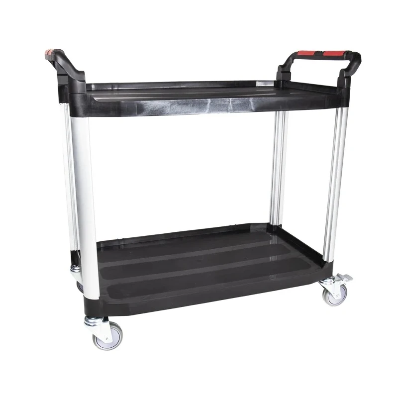 RS PRO 2 Aluminium Rubber Trolley 2 Shelves Plastic Platform 866 mm Length 500 mm Width 120 kg Load Capacity 669-3740