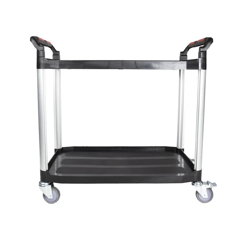RS PRO 2 Aluminium Rubber Trolley 2 Shelves Plastic Platform 866 mm Length 500 mm Width 120 kg Load Capacity 669-3740