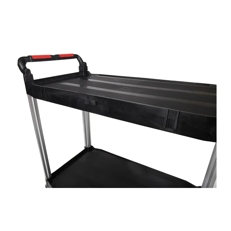RS PRO 2 Aluminium Rubber Trolley 2 Shelves Plastic Platform 866 mm Length 500 mm Width 120 kg Load Capacity 669-3740