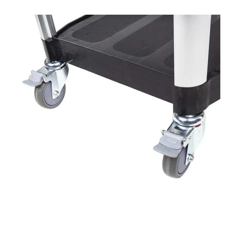 RS PRO 2 Aluminium Rubber Trolley 2 Shelves Plastic Platform 866 mm Length 500 mm Width 120 kg Load Capacity 669-3740