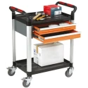RS PRO 2 Shelf Aluminium Rubber Trolley 2 Shelves, Plastic Platform 630 mm Length, Rubber Wheels 100 mm Diameter 669-3768