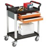 RS PRO 2 Shelf Aluminium Rubber Trolley 2 Shelves, Plastic Platform 630 mm Length, Rubber Wheels 100 mm Diameter 669-3768