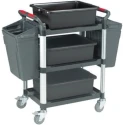 RS PRO 3 Shelf Aluminium Trolley with Rubber Wheels 630mm Platform Length, 150kg Load Capacity, Model 669-3774