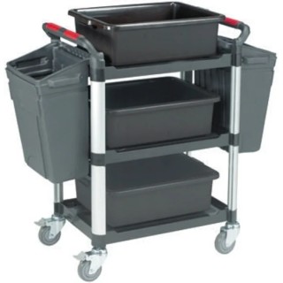 RS PRO 3 Shelf Aluminium Trolley with Rubber Wheels 630mm Platform Length, 150kg Load Capacity, Model 669-3774