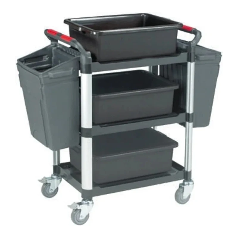 RS PRO 3 Shelf Aluminium Trolley with Rubber Wheels 630mm Platform Length, 150kg Load Capacity, Model 669-3774