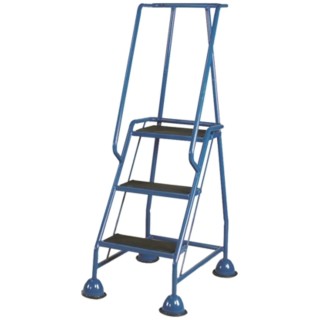 RS PRO 3 Tread Steel, Rubber Safety Steps 0.77m Platform Height Blue 669-3730