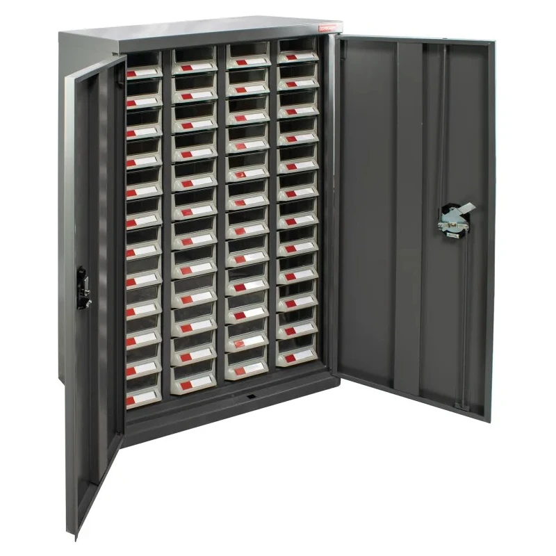 RS PRO Steel Drawer Unit 48 with ABS Transparent Drawers, 970 mm x 586 mm x 270 mm, Grey 669-3807
