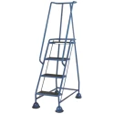 RS PRO 4 Tread Steel, Rubber Safety Steps with 1.03m Platform Height, Blue, Tubular Framed Mobile Safety Steps 669-3734