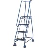 RS PRO 4 Tread Steel, Rubber Safety Steps with 1.03m Platform Height, Blue, Tubular Framed Mobile Safety Steps 669-3734