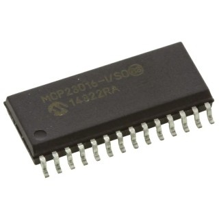 Microchip 16-Channel I/O Expander SOIC 28 MCP23016-I/SO, Surface Mount, 2-5.5V, 1MHz Clock Frequency