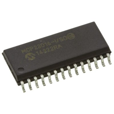 Microchip 16-Channel I/O Expander SOIC 28 MCP23016-I/SO, Surface Mount, 2-5.5V, 1MHz Clock Frequency
